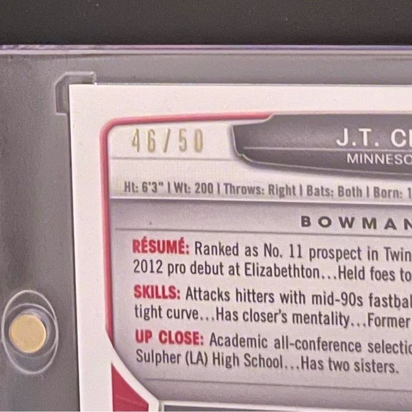 JT Chargois Auto’d Bowman Chrome Prospects #/50 - Picture 3 of 3